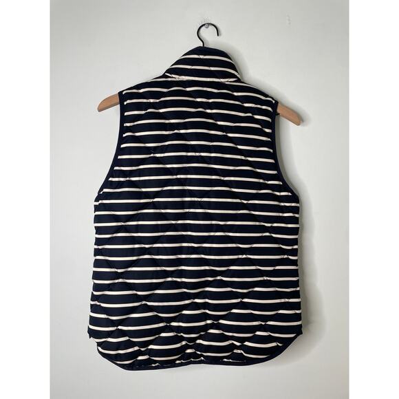 J. Crew Puffer Vest Size Small Navy Blue Stripe Quilted Down - Picture 6 of 10